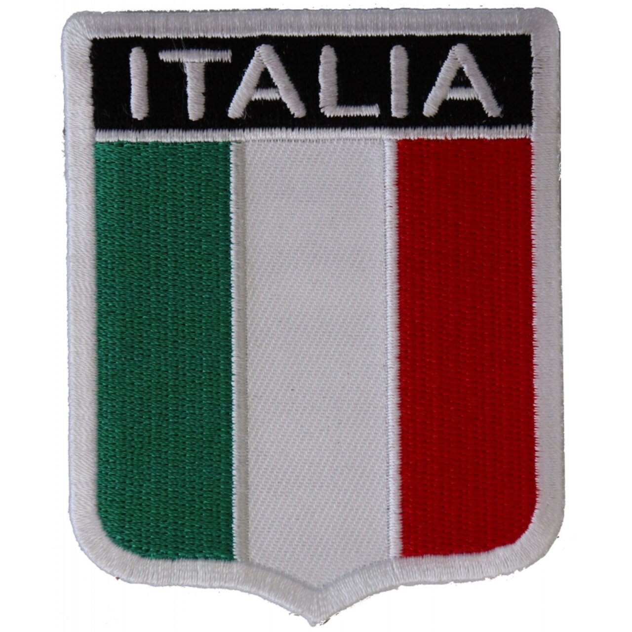 Patch, Embroidered Patch (Iron-On or Sew-On), Italia Shield Flag (Italian), 2.5" x 3.25"
